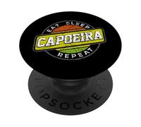 Eat Sleep Capoeira Répétition Danse Acrobatie Arts Martiaux PopSockets PopGrip Adhésif