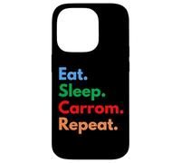 Eat Sleep Carrom Repeat pour Les Joueurs et Les Amateurs de Carrom Coque pour iPhone 14 Pro