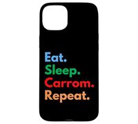 Eat Sleep Carrom Repeat pour Les Joueurs et Les Amateurs de Carrom Coque pour iPhone 15 Plus