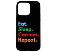 Eat Sleep Carrom Repeat pour Les Joueurs et Les Amateurs de Carrom Coque pour iPhone 15 Pro Max
