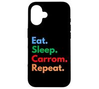 Eat Sleep Carrom Repeat pour Les Joueurs et Les Amateurs de Carrom Coque pour iPhone 16