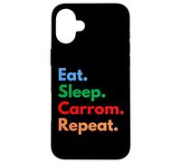Eat Sleep Carrom Repeat pour Les Joueurs et Les Amateurs de Carrom Coque pour iPhone 16 Plus