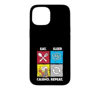 Eat Sleep Casino Repeat Jeu de Hasard Jetons de Poker dés Coque pour iPhone 15