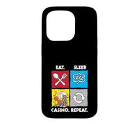 Eat Sleep Casino Repeat Jeu de Hasard Jetons de Poker dés Coque pour iPhone 15 Pro
