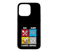 Eat Sleep Casino Repeat Jeu de Hasard Jetons de Poker dés Coque pour iPhone 15 Pro Max