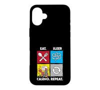 Eat Sleep Casino Repeat Jeu de Hasard Jetons de Poker dés Coque pour iPhone 16 Plus