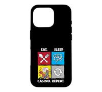 Eat Sleep Casino Repeat Jeu de Hasard Jetons de Poker dés Coque pour iPhone 16 Pro