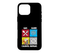 Eat Sleep Casino Repeat Jeu de Hasard Jetons de Poker dés Coque pour iPhone 16 Pro Max