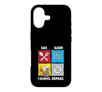 Eat Sleep Casino Repeat Jeu de Hasard Jetons de Poker dés Coque pour iPhone 17