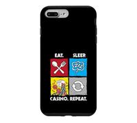 Eat Sleep Casino Repeat Jeu de Hasard Jetons de Poker dés Coque pour iPhone 7 Plus/8 Plus