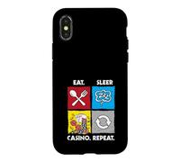 Eat Sleep Casino Repeat Jeu de Hasard Jetons de Poker dés Coque pour iPhone X/XS