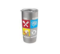 Eat Sleep Casino Repeat Jeu de hasard Jetons de poker dés Gobelet isotherme en acier inoxydable double paroi