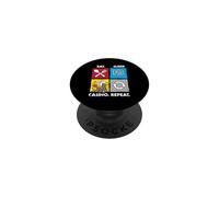 Eat Sleep Casino Repeat Jeu de Hasard Jetons de Poker dés PopSockets PopGrip Adhésif