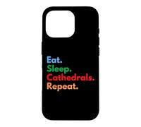 Eat Sleep Cathedrals se répète pour Les Amateurs de cathédrales et de châteaux Coque pour iPhone 16 Pro