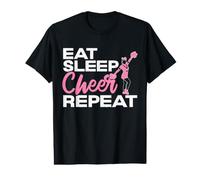 Eat Sleep Cheer Répéter Pom-Pom Girl Cheering Squad Danseur T-Shirt Graphique avec Valeur