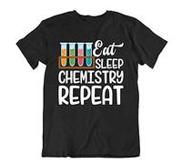 Eat Sleep Chemistry Repeat T-Shirt Mens Funny Joke Tee Novelty Science Shirt Black(Medium)