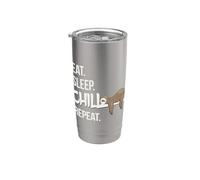 Eat Sleep Chill Le temps du sommeil La paresse du sommeil Gobelet isotherme en acier inoxydable double paroi
