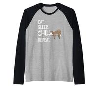 Eat Sleep Chill Le Temps du Sommeil La Paresse du Sommeil Manche Raglan
