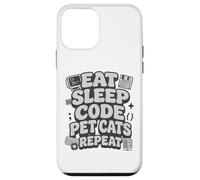 Eat Sleep Code Pet Cats Repeat Funny Programmer Cat Lover Coque pour iPhone 12 Mini