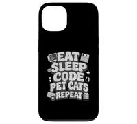 Eat Sleep Code Pet Cats Repeat Funny Programmer Cat Lover Coque pour iPhone 13