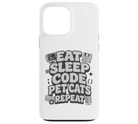 Eat Sleep Code Pet Cats Repeat Funny Programmer Cat Lover Coque pour iPhone 13 Pro Max