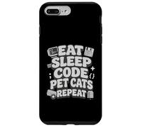 Eat Sleep Code Pet Cats Repeat Funny Programmer Cat Lover Coque pour iPhone 7 Plus/8 Plus