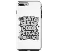 Eat Sleep Code Pet Cats Repeat Funny Programmer Cat Lover Coque pour iPhone 7 Plus/8 Plus