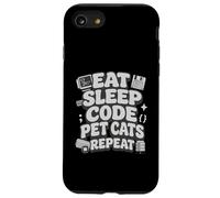 Eat Sleep Code Pet Cats Repeat Funny Programmer Cat Lover Coque pour iPhone SE (2020) / 7/8