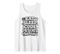 Eat Sleep Code Pet Cats Repeat Funny Programmer Cat Lover Débardeur