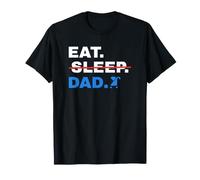 Eat Sleep Dad Humour Papa Pas De Sommeil Barré T-Shirt