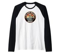 Eat Sleep Disc Golf Repeat Funny Retro Sunset Manche Raglan