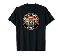 Eat Sleep Disc Golf Repeat Funny Retro Sunset T-Shirt