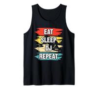 Eat Sleep DJ Repeat Tourne-Disque rétro Débardeur