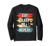 Eat Sleep DJ Repeat Tourne-Disque rétro Manche Longue