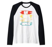 Eat Sleep DJ Repeat Tourne-Disque rétro Manche Raglan