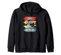 Eat Sleep DJ Repeat Tourne-Disque rétro Sweat à Capuche