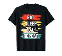Eat Sleep DJ Repeat Tourne-Disque rétro T-Shirt
