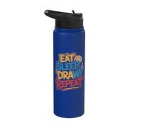 Eat Sleep Draw Repeat Peintre Artiste Amateur d'art Stainless Steel Insulated Water Bottle