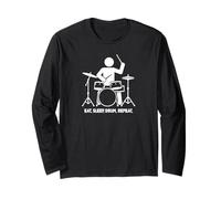 Eat Sleep Drum Repeat Funny Drummer Manche Longue