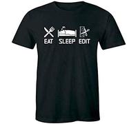 Eat Sleep Edit T-Shirt for Men Director Video Editor Gift Tee Shirt Black Manches Courtes(Medium)