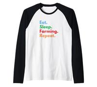 Eat Sleep Farming Repeat pour Les Agriculteurs et Les Amateurs d'agriculture Manche Raglan