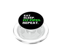Eat Sleep Fit Pipes répète Une Blague Amusante de Pipefitter Steamfitter PopSockets PopGrip pour MagSafe