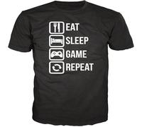Eat Sleep Game Repeat Funny T ShirtBlack Manches Courtes(X-Large)