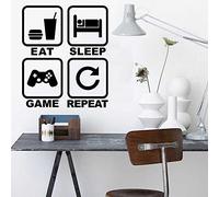 Eat sleep Game repeat Wall stickers - art stickers - texte stickers muraux - pour salon, chambre à coucher, bureau, etc lieux - vinyle amovible stickers muraux - noir 50 * 50cm