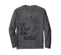 Eat Sleep Hike Repeat Randonnée Montagne Chaussures de randonnée Graphique Manche Longue
