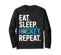 Eat Sleep Hockey Repeat Bold Mask Graphic Manche Longue