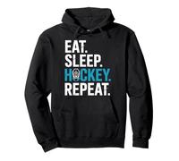 Eat Sleep Hockey Repeat Bold Mask Graphic Sweat à Capuche