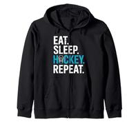 Eat Sleep Hockey Repeat Bold Mask Graphic Sweat à Capuche