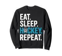 Eat Sleep Hockey Repeat Bold Mask Graphic Sweatshirt