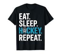 Eat Sleep Hockey Repeat Bold Mask Graphic T-Shirt